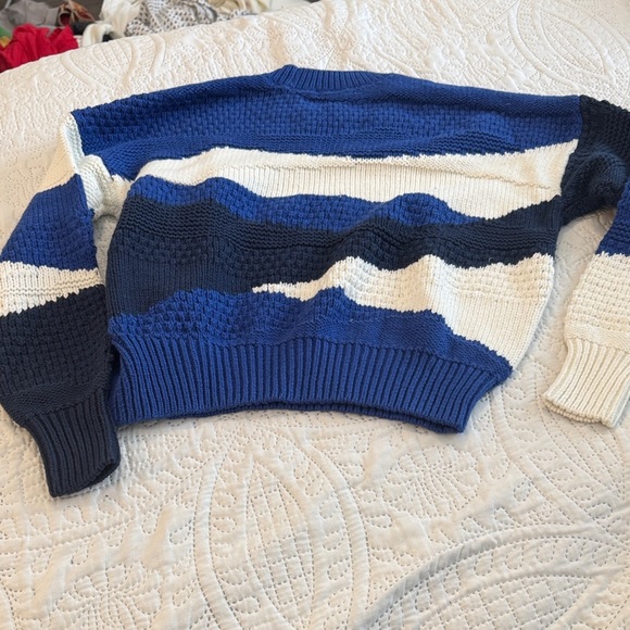 MADEWELL Intarsia Crewneck Sweater Blue and White size XS - Picture 12 of 15